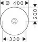 Runder Aufsatzwaschtisch von AXOR ohne Hahnloch und Überlauf, Durchmesser 400 mm, mit einer mittigen Öffnung und umlaufenden Kante in neutralem Design.